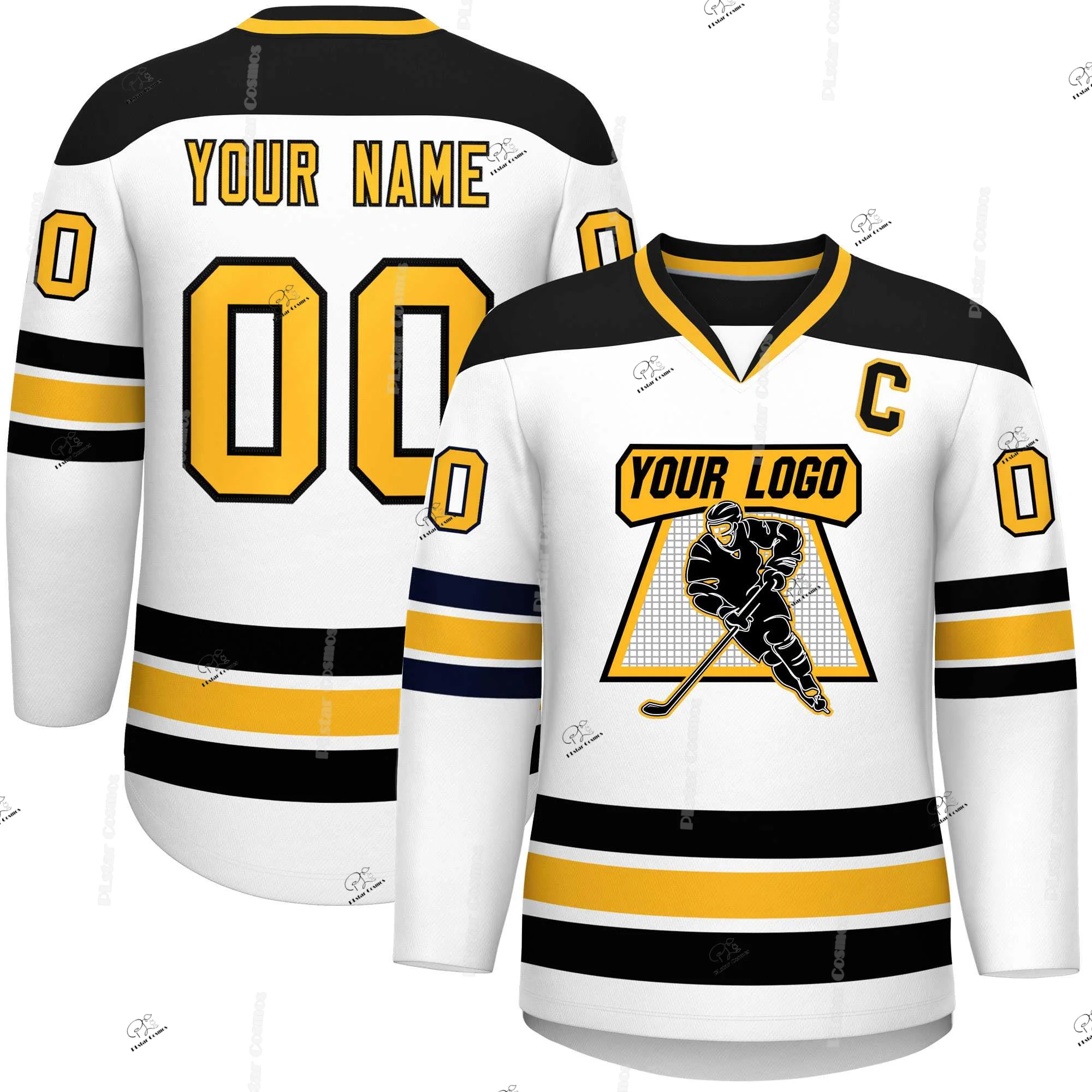 Custom Name Team Suits Gradient Graffiti Colorful Vintage Retro Breathable Pullover 3DPrint Casual V-Neck Hockey Jersey Shirts 7