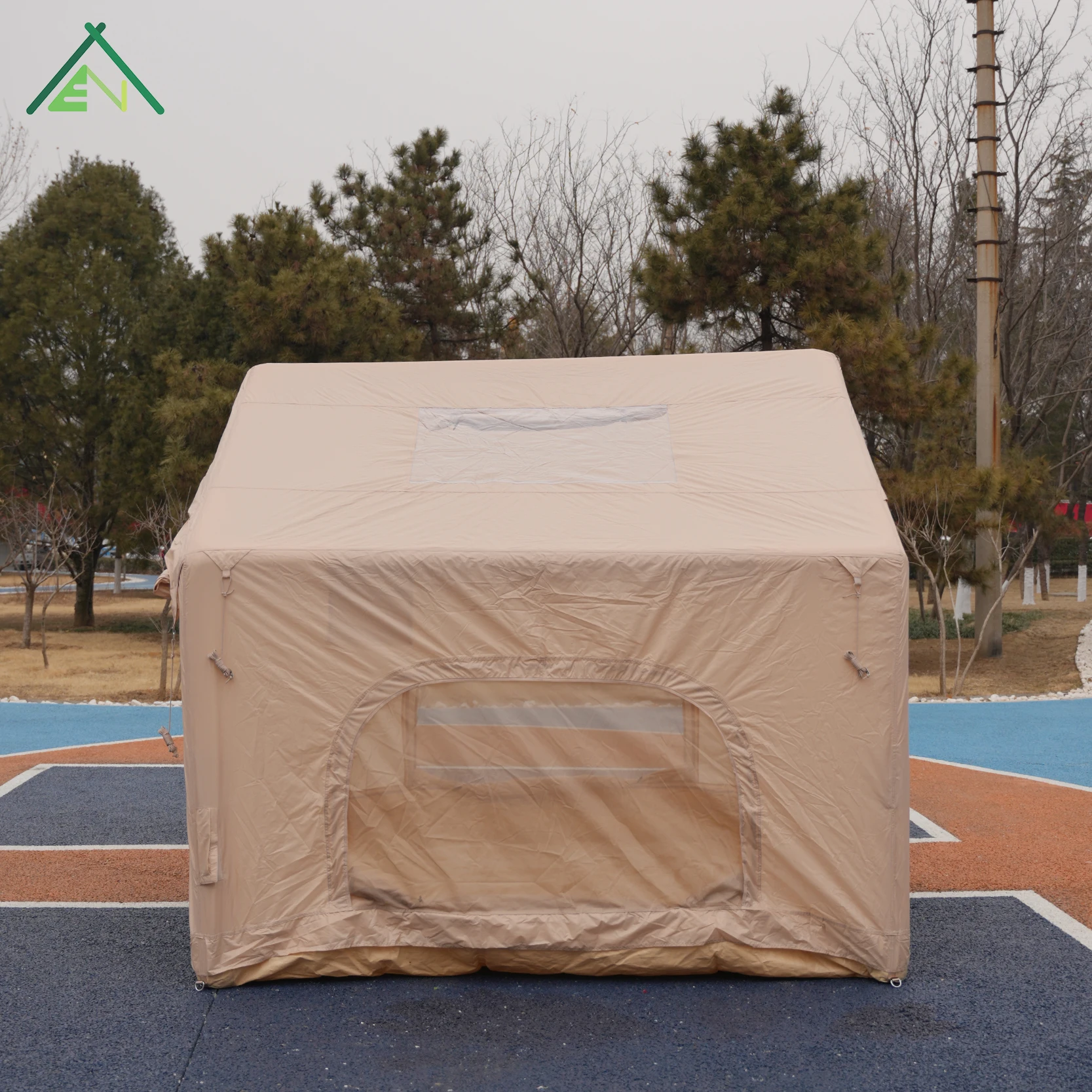 OEM AT-7.5 Inflatable Glamping Tent 7.5sqm Waterproof Oxford Double Layer Air Beam Family Camping Tent One Bedroom