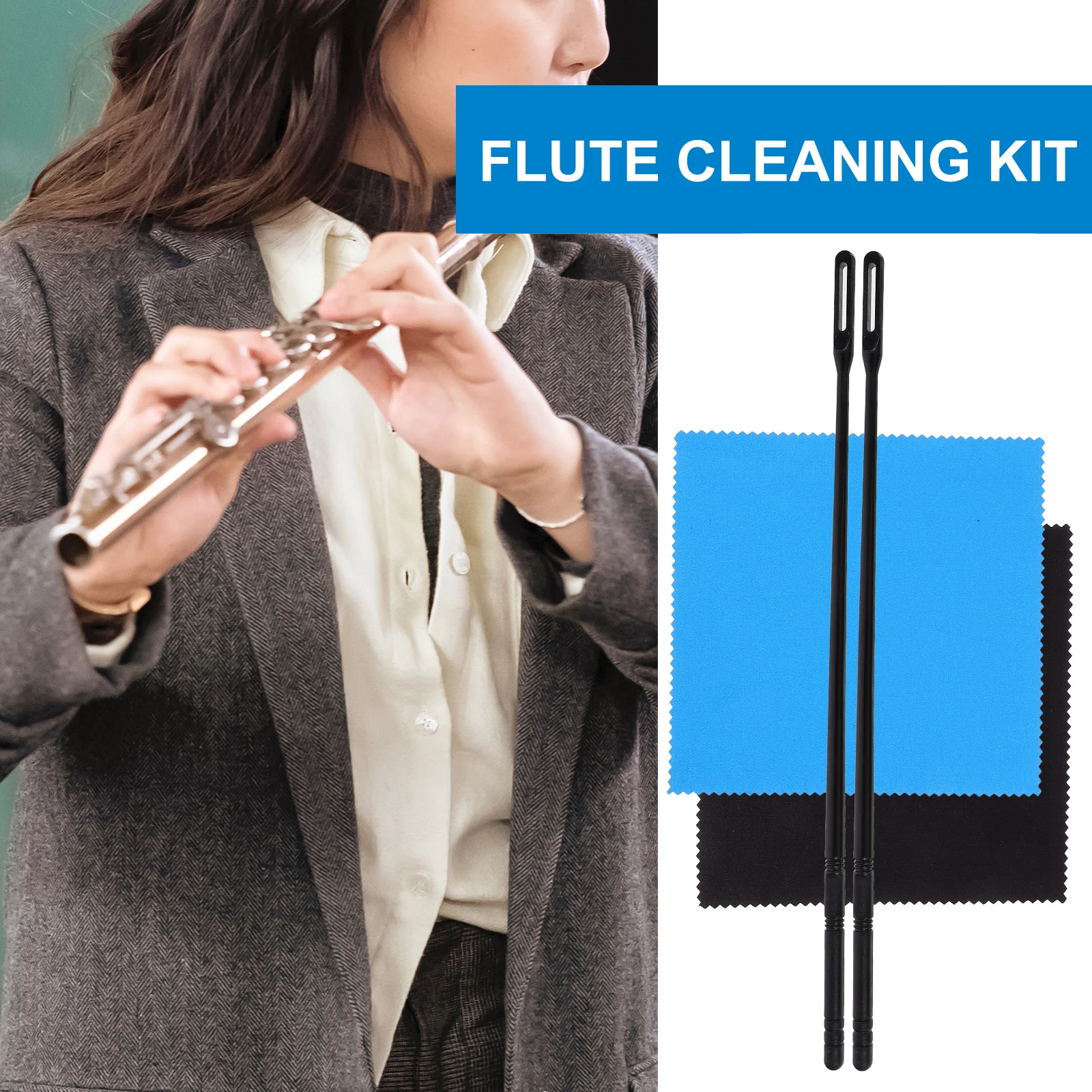 

1Set Flute Cleaning Kit Professional Lightweight Cloth and Comfortable Rod for Flute Inside Cleaning and Instrument Care