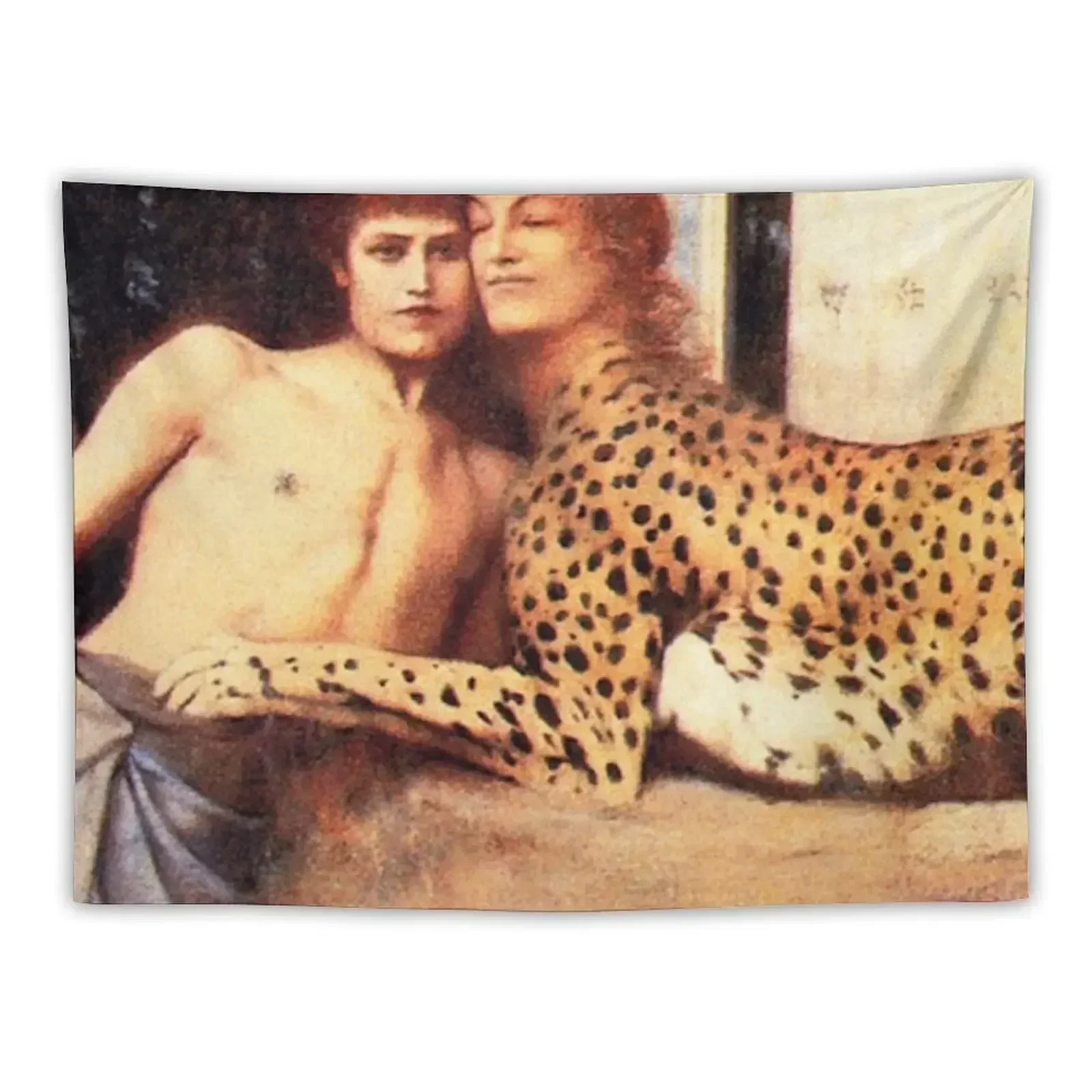 The Caresses, 1896 by Fernand Khnopff - Sphinx Symbolism art Tapestry Outdoor Decoration Decorative Wall Tapestry