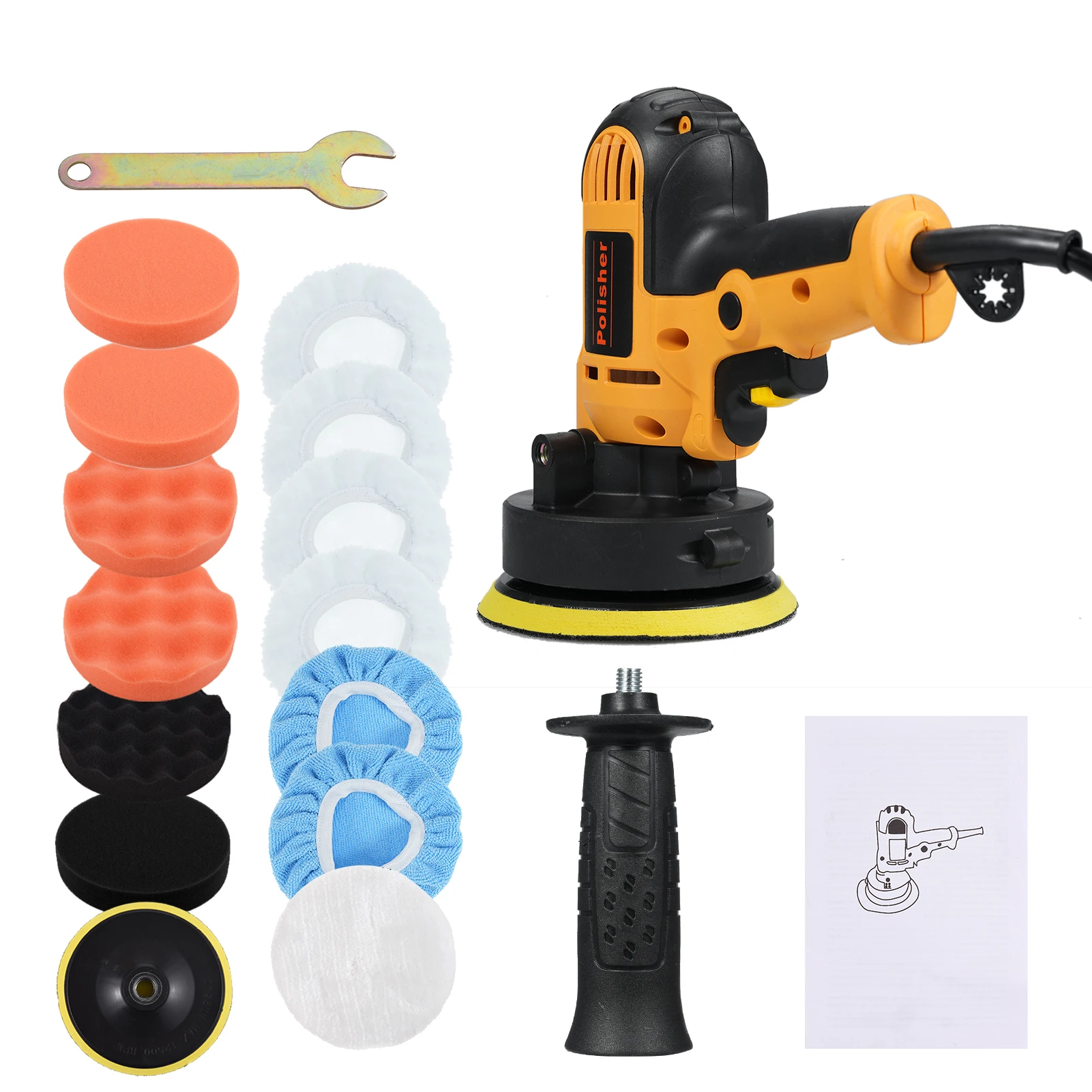 5inch Electric Car Polisher Kit 700W Auto Car Buffer 3700RPM Variable Polishing Machine with Sponge Wool Bonnet Pads Rotary Tool