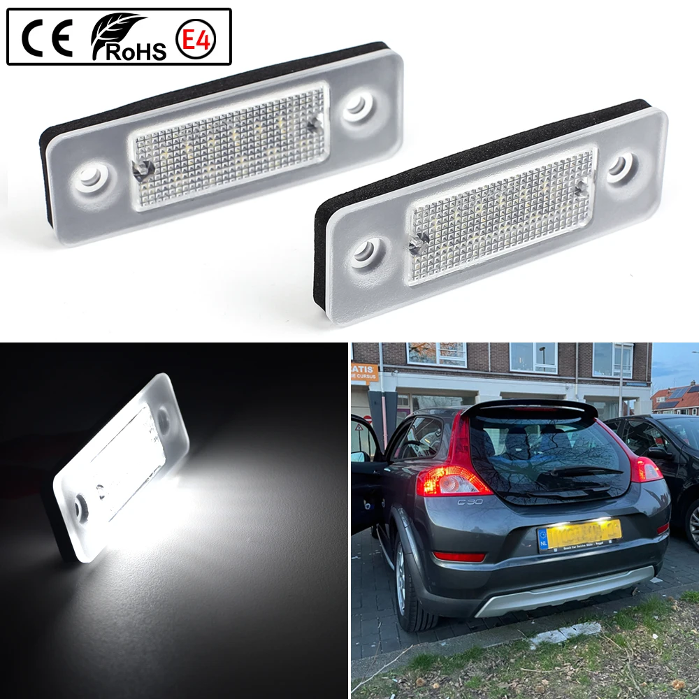 

2pcs White LED Plate Light Bulb For Volvo C30 2008-2013 License Plate Light Number Plate Lamp
