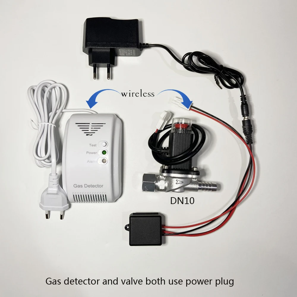 Detector inalámbrico de alarma de Gas Combustible RF433, con válvula solenoide y Robot para apagar el Sensor CH4 de Gas Natural, 1 Uds.