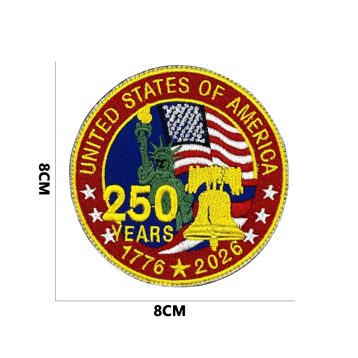 USA 250. Jubiläums-Patch 1776-2026 Amerikanische Flagge Adler Freiheitsstatue Besticktes Taktisches Klett-Abzeichen für Rucksack – Detail 6