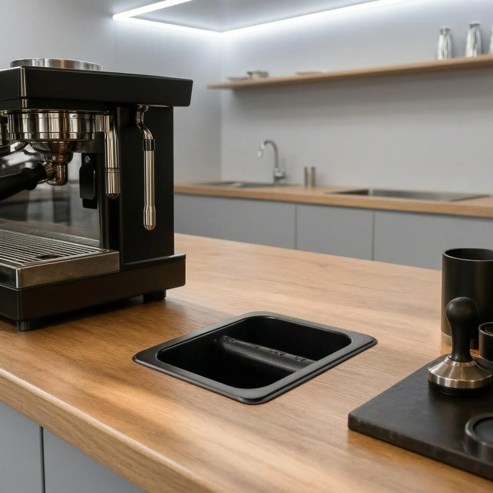 Espresso Coffee Grounds Waste Container with Knock Bar Plastic Puck Bin for Portafilter Cleaning for Coffee Station