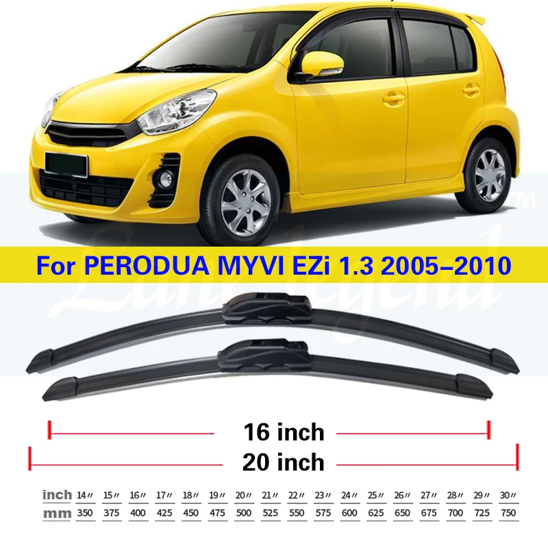 Pisau Wiper kaca depan mobil, pisau Wiper depan mobil untuk PERODUA MYVI EZi 1.3 2005 - 2010 2009 2008 karet lembut kaca depan otomatis 20 "16"