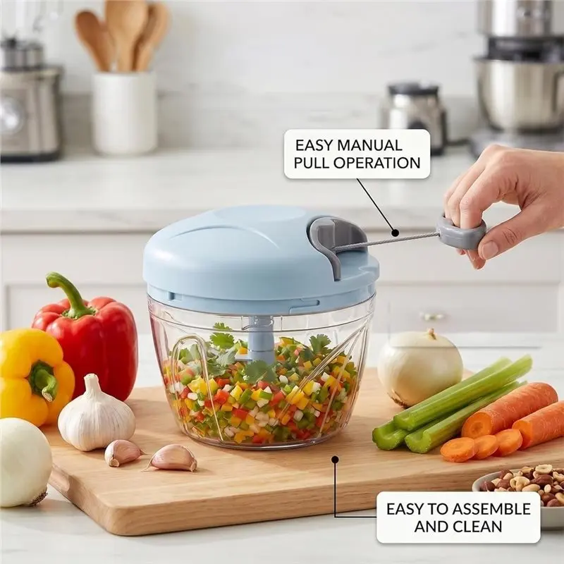 ABMR-For Quick Prep Manual Food Processor, Hand Pull Vegetable And Herb Chopperfor Chopper For Ginger Fruits Garlic Nuts Onion