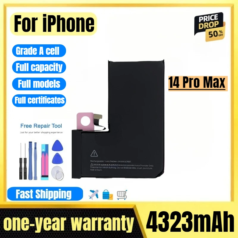 

Battery for IPhone 14 Pro Max Phone Batterie High Quality High Capacity Battery Replacement Bateria Grade A Cell with Tools
