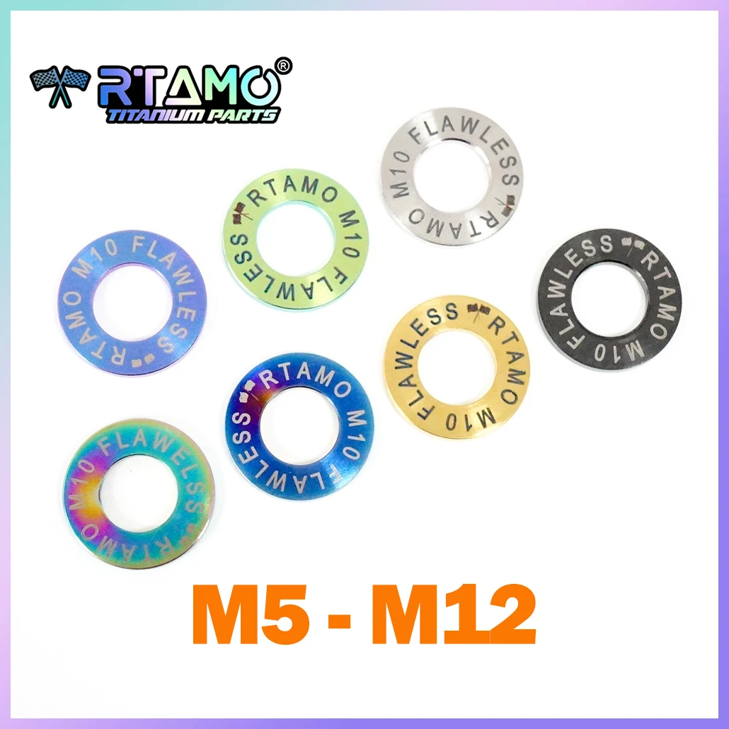 RTAMO Gr5 Titanium Flat Washer M4 M5 M6 M8 M10 M12 Gasket for Motorcycle Bicycle Automobile (1pc)