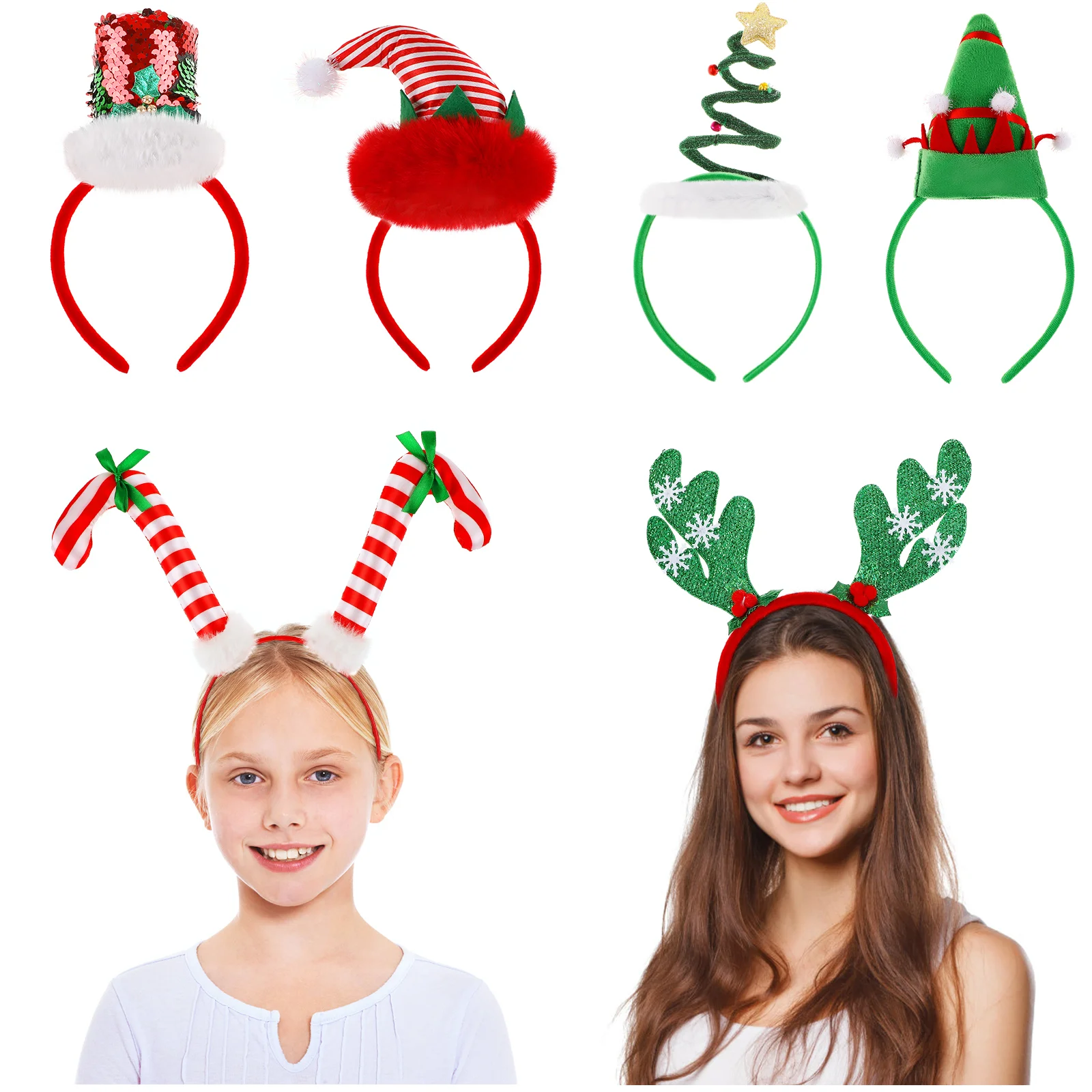 Christmas Headband Decorative Headbands Xmas Hair Hoops Tree Bulk Plastic Party Child Headgear Hat for Kids