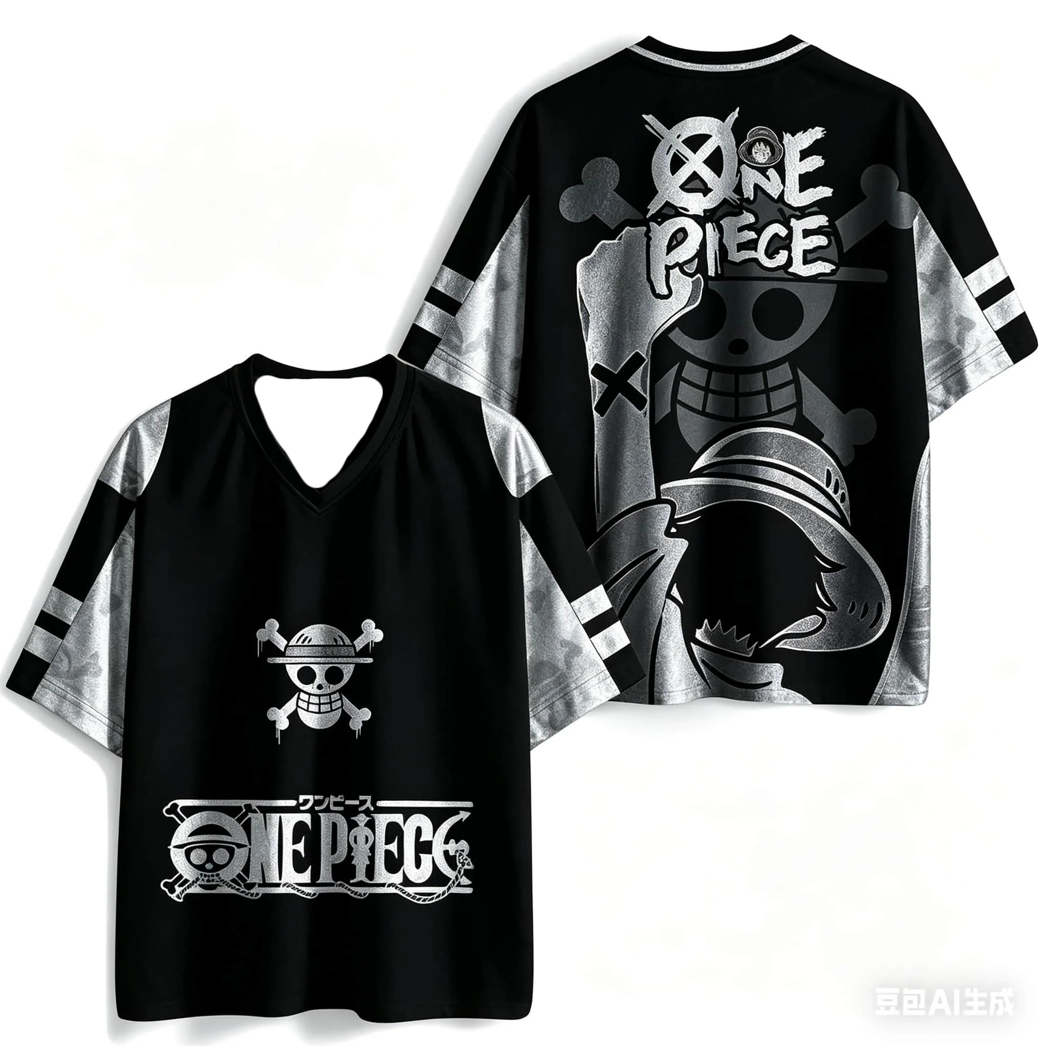One Piece Vintage Anime Over Fußballtrikot für Kinder, Jungen und Mädchen, schnell trocknend, atmungsaktiv, für Spiel und Training, Fan-Sport, kurzärmelige Oberteile – Detail 6