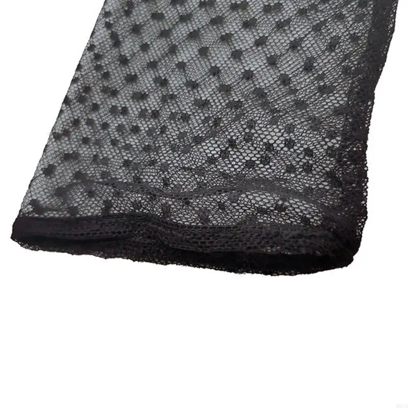 M6CD Zwarte Kanten Manchetmouwen voor Vrouwen Tieners Meisje Elegante Afneembare Strik Decoratieve Mouwen Halloween