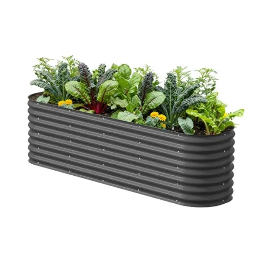 

26-секционный модульный овальный металлический приподнятый грядочный набор 9-в-1 для овощей, цветов и фруктов, особо высокий