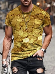 Novelty Luxurious T Shirt Harajuku T-shirts Men 3D Print Bitcoin Short Sleeve Casual Tops T Shirt Casual Round Neck Men Clothing