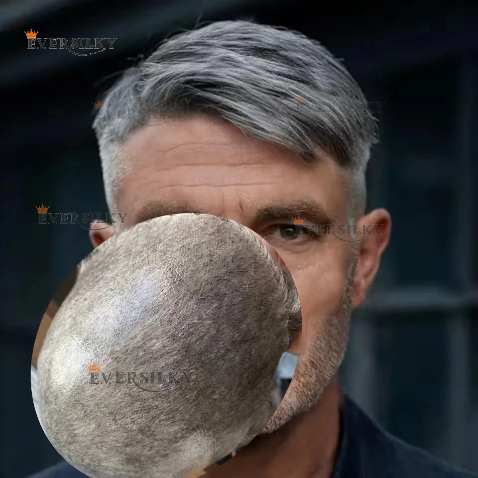 

Natural Hairline 1B30 1B65 1B80 Durable Mens Toupee Black Brown Blonde Grey 100% Human Hair Wig Undetectable Thin Skin Prosthesi