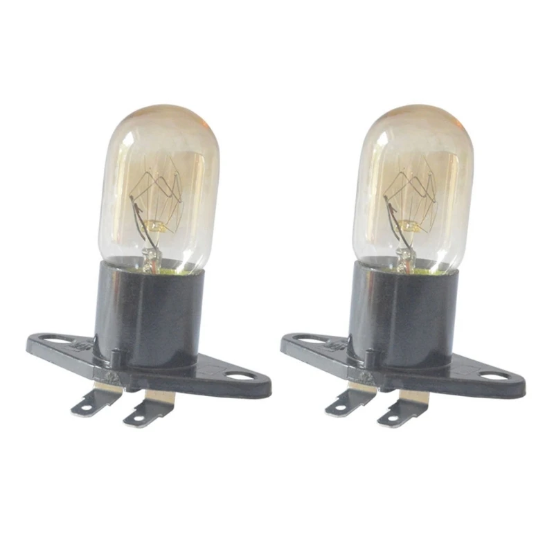 M2EE 2Pcs 250V Microwave Ovens Light Halogen Bulb 2A Universal Global Lamp Bulbs Base