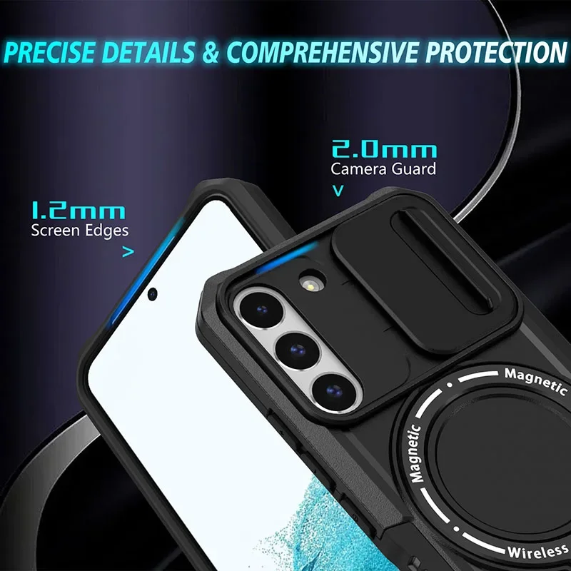 Shockproof Armor Phone Case For Samsung Galaxy S21 S22 S23 S24 S20 Note20 Plus Ultra FE Cover Magsafe Wireless Charge Magnetic