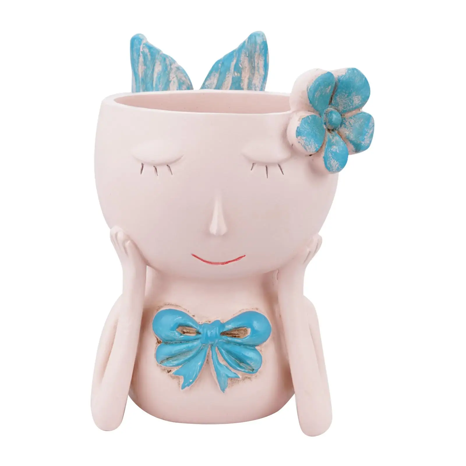 Creative Mermaid Head Succulent Plant Pot Resin Planter Vase Table Ornament