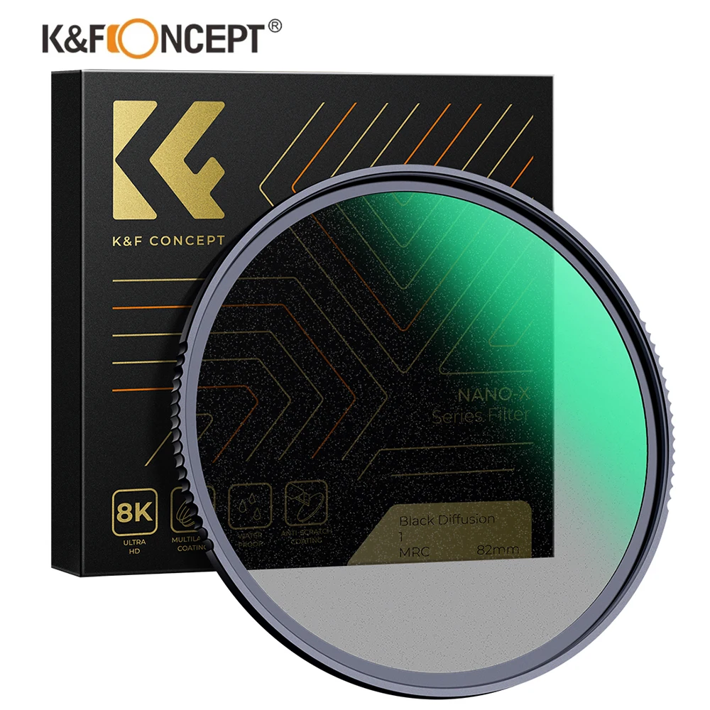 K&F Concept Nano-X Series 1/1&1/2 Black Mist Diffusion Filter 49mm-82mm 28 Layer Nanometer Coatings For Vlog/Action Photography