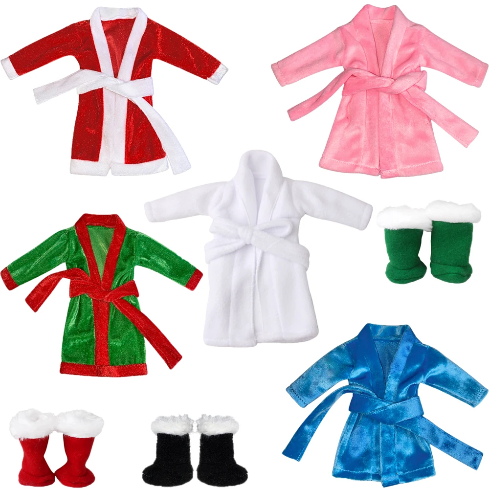 Christmas Doll Clothes Mini Doll Bathrobe Pajamas Santa Costume Accessories Elf Doll Christmas Clothes The Best Festival Gifts