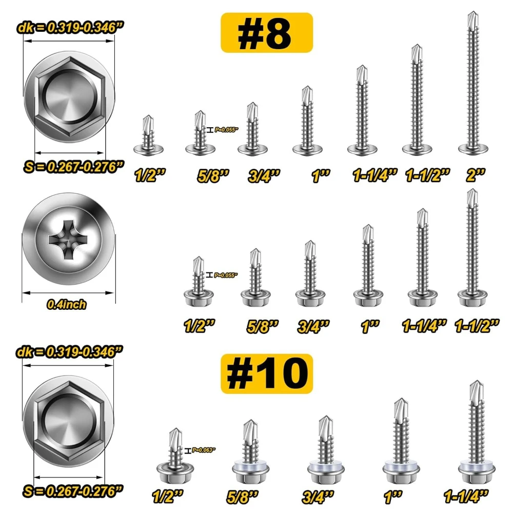 430 قطعة 410 الفولاذ المقاوم للصدأ البريطانية القياسية الصليب مسامير سداسية واس الحفر الذيل مسامير سداسية الحفر الذيل المسمار مزيج