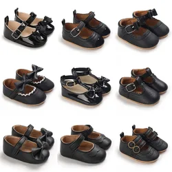 Black Fashion Newborn Party Princess Shoes Boys and Girl First Step Walking Shoes Infant Toddler Children's Non slip Baby Shoe