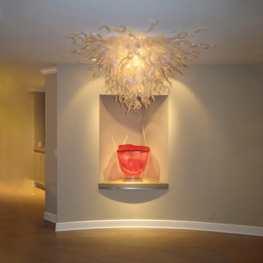 Modern Pendant Lamps Hand Blown White Glass Ceiling Chandelier Lighting 70cm