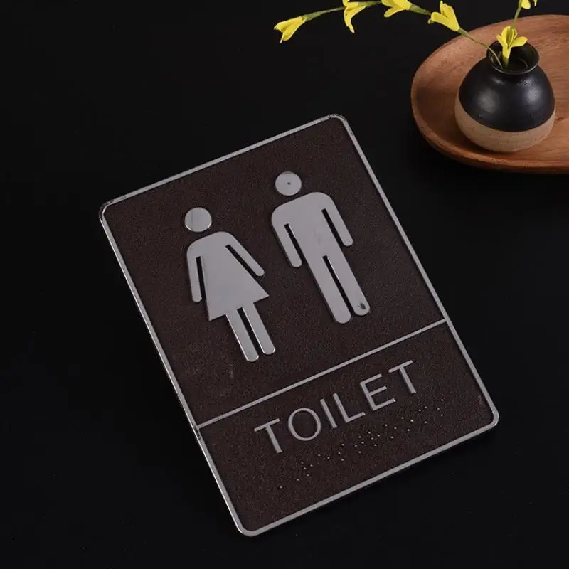 Self-adhesive Bathroom Sign Restroom Door Sign Men Women Restroom Sign Board Washroom Sign Mark Office Mall Removable Sticker