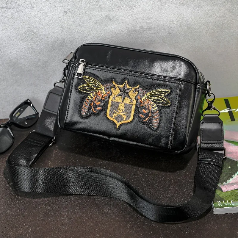 

Bee Embroidered Men's Crossbody Bag Fashion Luxury Shoulder Crossbody Bag Men Brand Design Double Layer Shoulder Bags Handbag