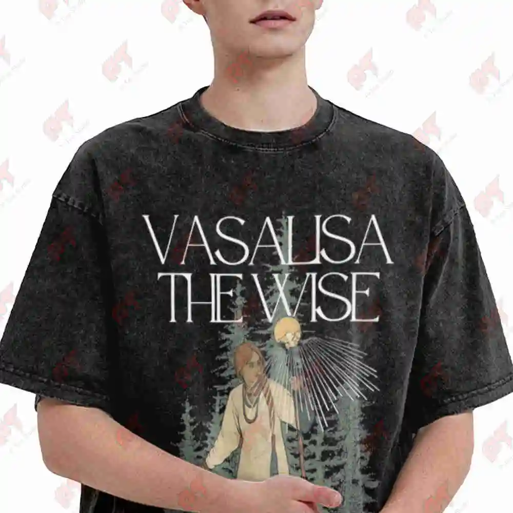 Vasalisa The Wise Enchanted Skull Baba Yaga Trust Your Intuition Slavic Folklore Witch Vintage Washed Tee Pure Cotton T-Shirt