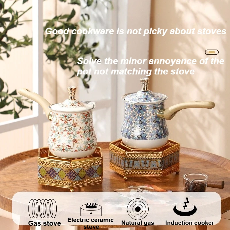 550ml/720ml/900ml Turkish Coffee Pot with Lid Eastern Stainless Steel Pot Mini Complementary Food Pot for Office Home Kitchen