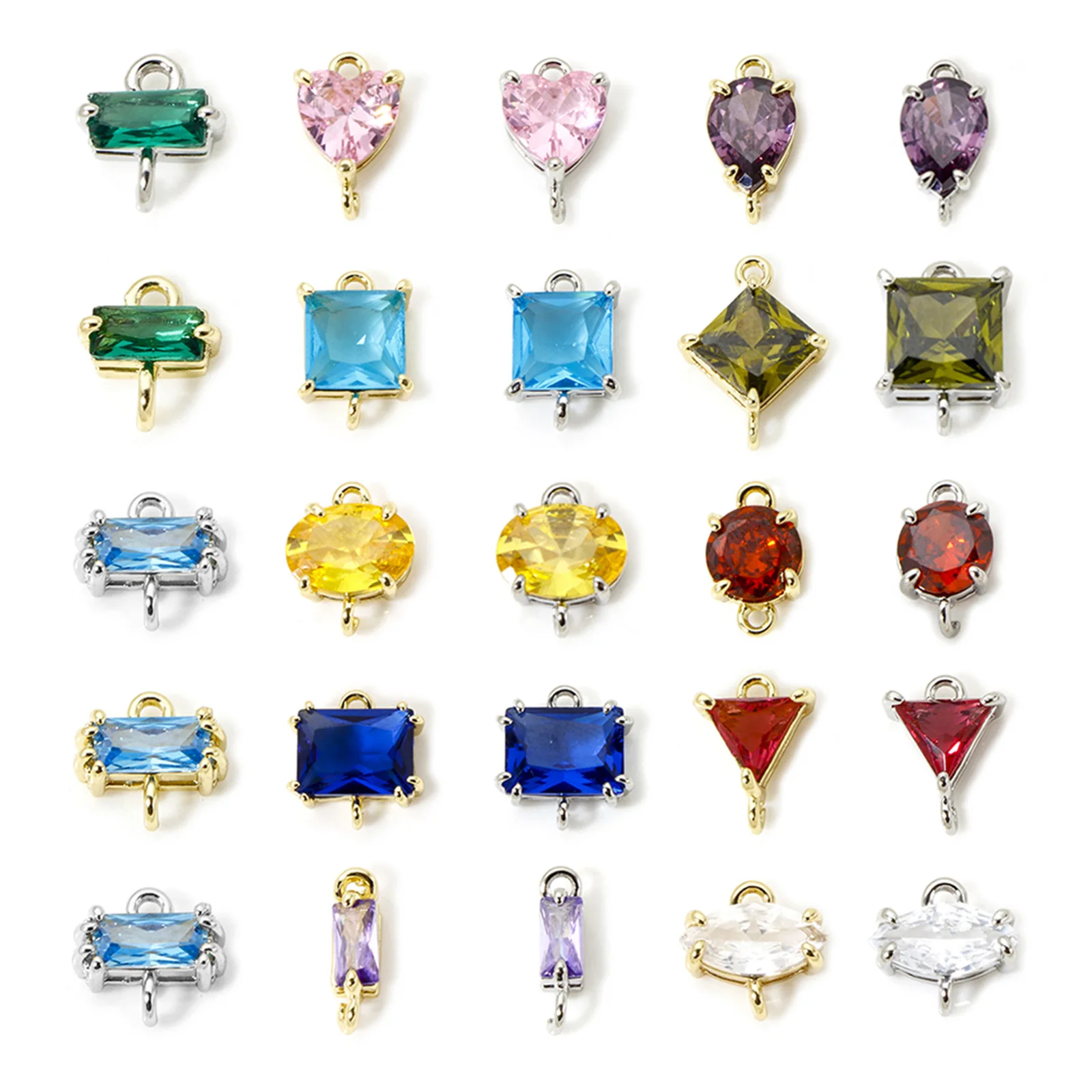 

2 шт. латунные и стеклянные соединители для камней, подвески, подвески, настоящее позолоченное сердце, квадратное овал для изготовления серег-браслетов своими руками