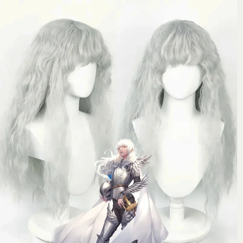 Griffiths Legendary Sword Style Cosplay Wig White Corn Silk Hair Rolled Shaping Wig For Men Women