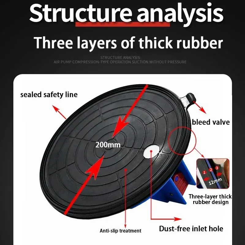 Ventosa de vacío para herramientas de elevación de suelo, 8 pulgadas, 250kg de capacidad de carga, fuerte, pesada