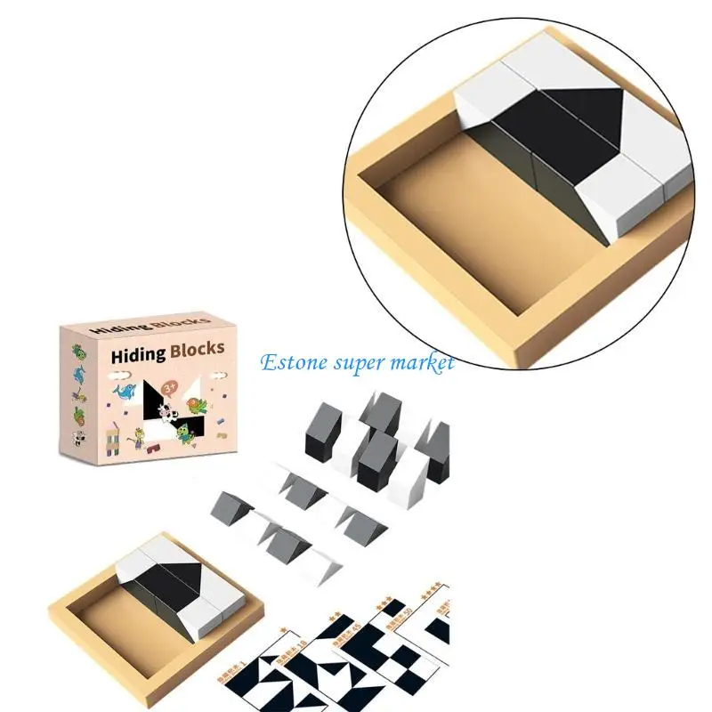 090B Kids Matching Hiding Block Toy Space Educational Building Set Game