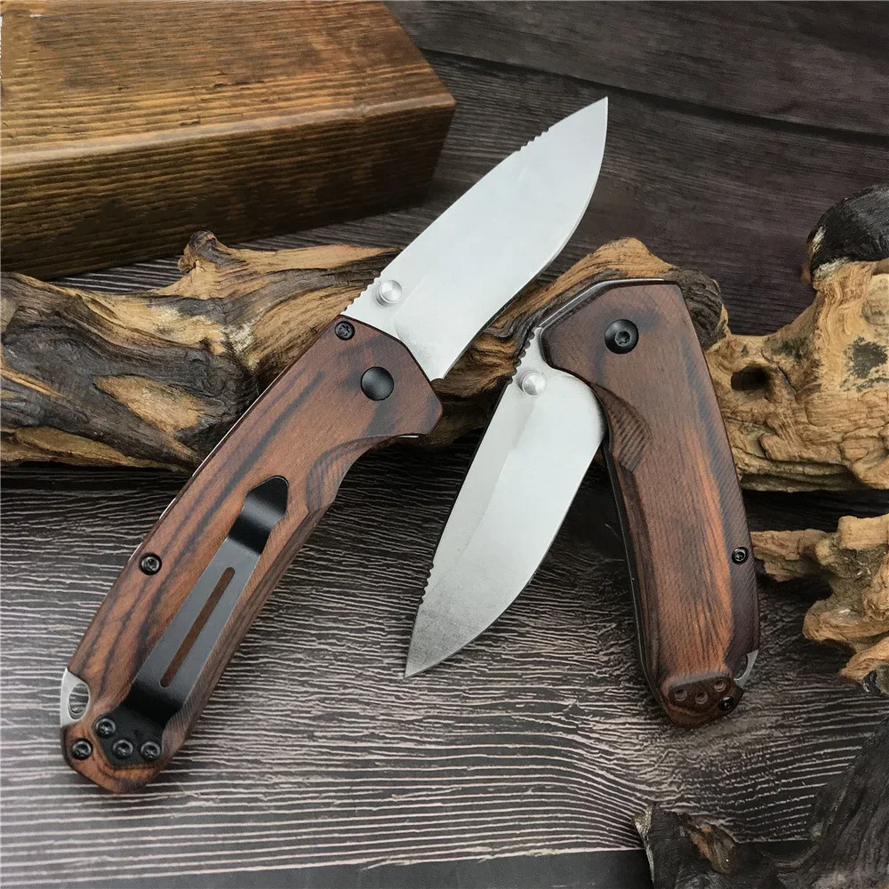 Folding Pocket BM 15031 Hunting North Fork Tactical Knife S30V Blade Stabilized Wood Handle Outdoor Camping Mini EDC Tool Knives