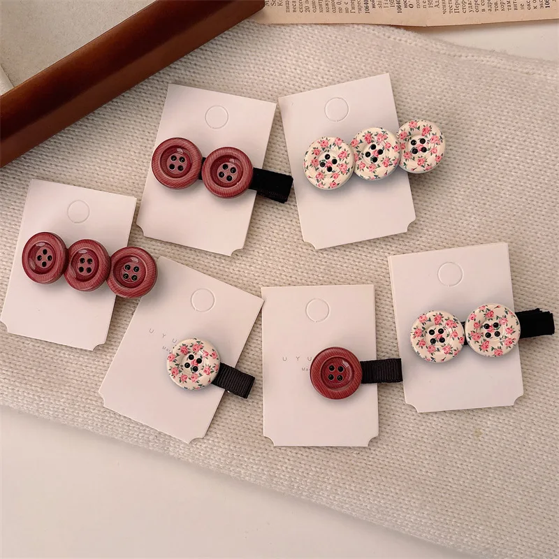 

Новая цветочная заколка-пуговица в стиле ретро, летняя универсальная заколка для челки, заколка-уточка, украшение для волос