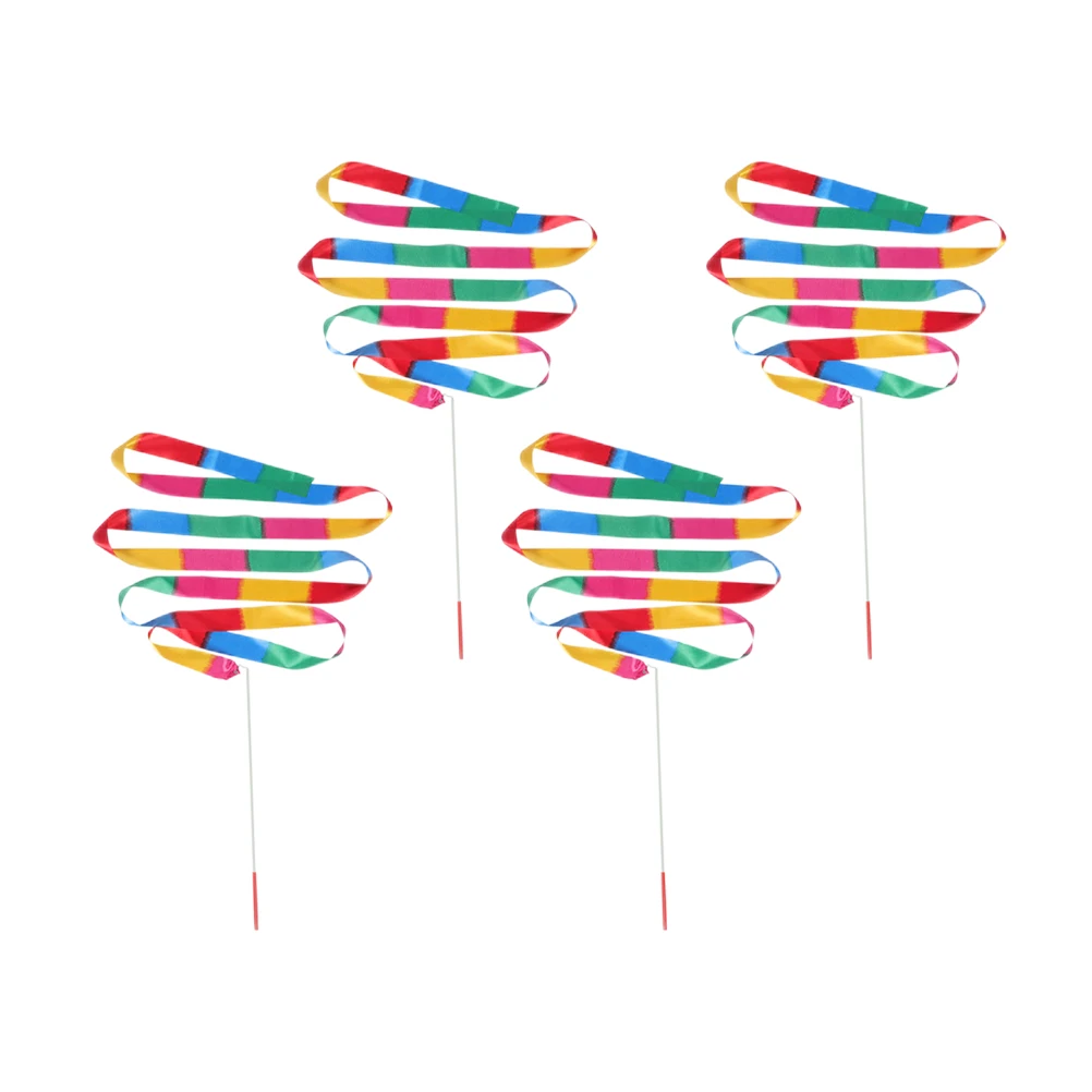 

4pcs Gymnastics Ribbons Rhythmic Dance Streamers Portable Athletic Ribbons for Kids Fitness Sport Event