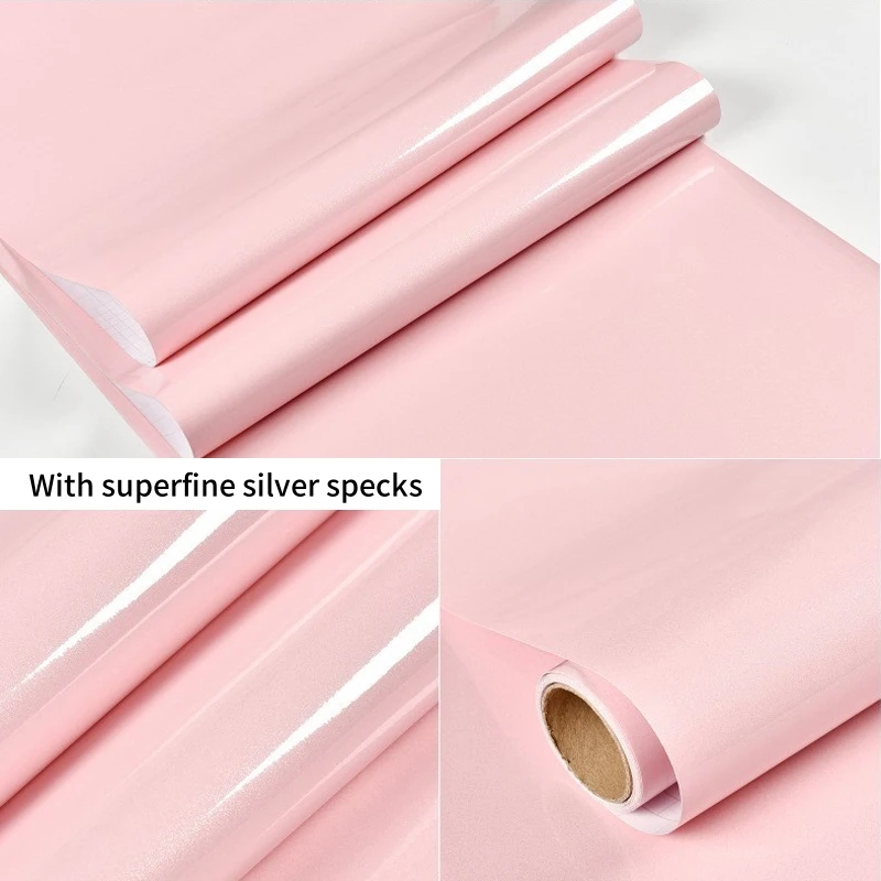 ورق جدران من الفينيل الوردي اللامع، ورق اتصال لامع على سطح الطاولة، طبقة لامعة قابلة للإزالة لدرج رف خزانة المطبخ