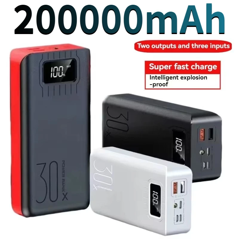 

Mobile power bank 200000mAh portable fast charging mobile power bank 4USB PoverBank external battery charger suitable for iPhone