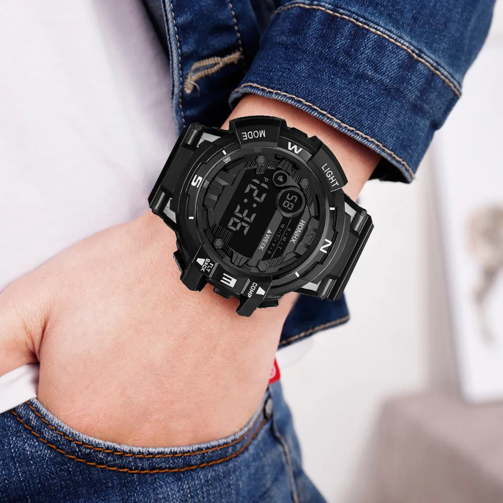 

Men'S Watches High Quality Fashion Digital Wristwatches For Men Waterproof Alarm Led Digital Date Military Sport Rubber Watch