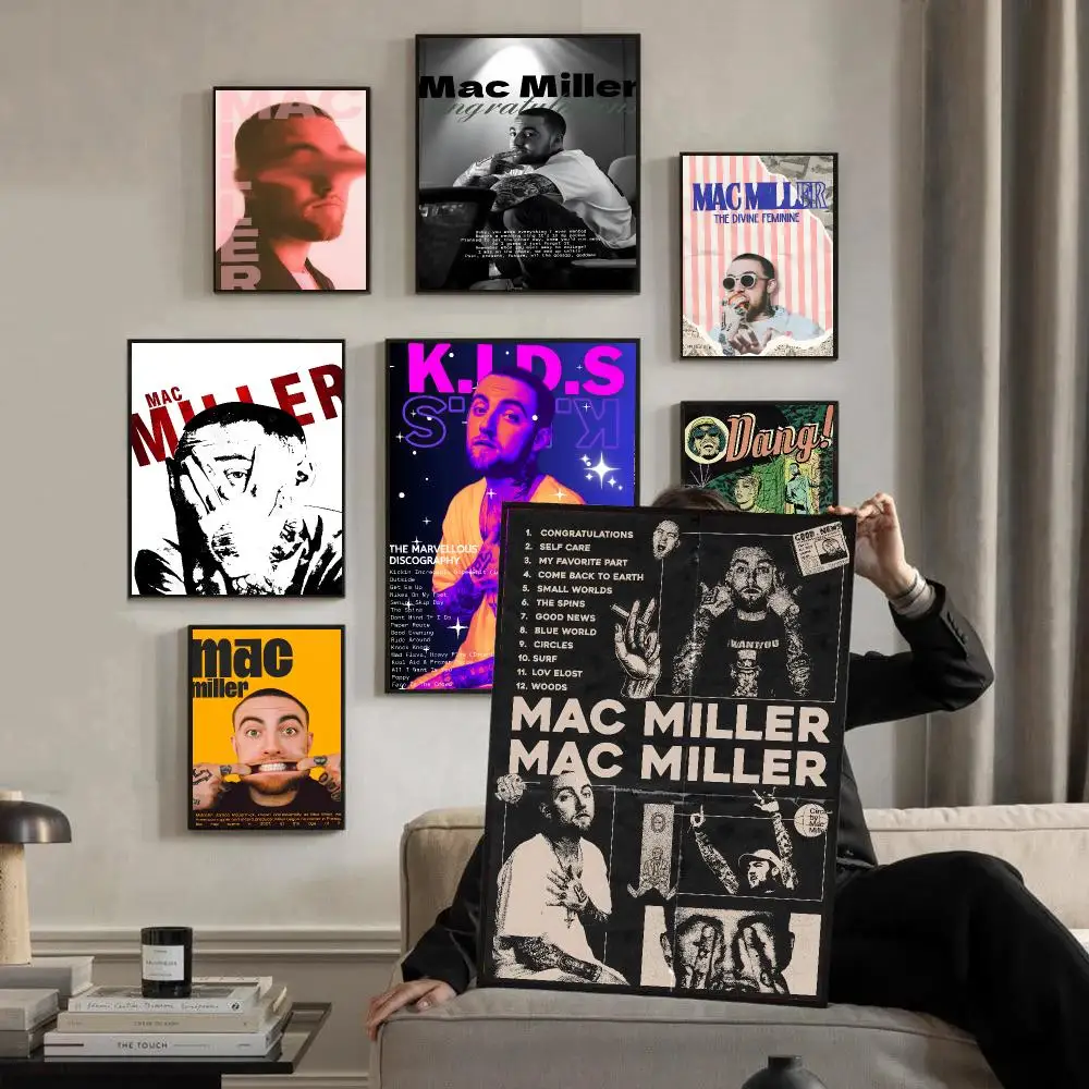 Mac Miller Singer Hip hop Vintage Poster Self-adhesive Advanced Aesthetic Printing Paper Wall Art for Living Room Home Decor