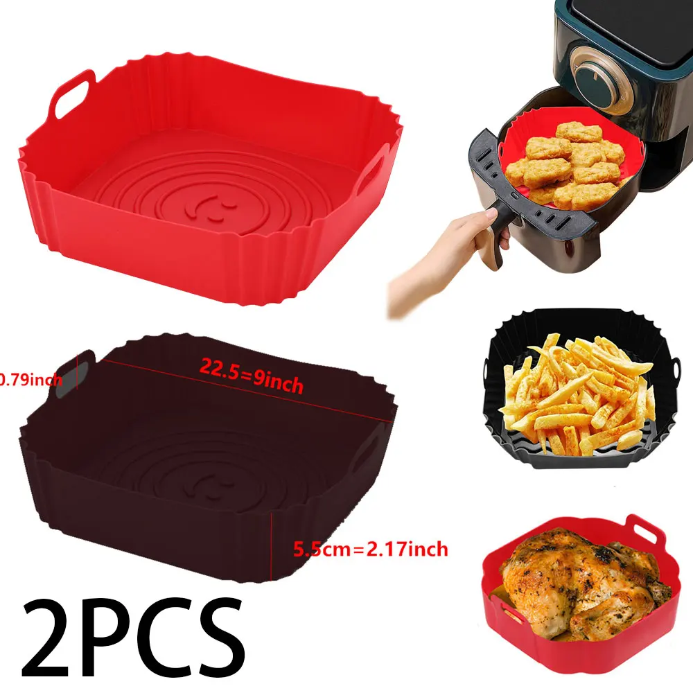

Reusable Airfryer Pan Liner Accessories Silicone Air Fryers Oven Baking Tray Pizza Chicken Airfryer Non-stick Silicone Mould