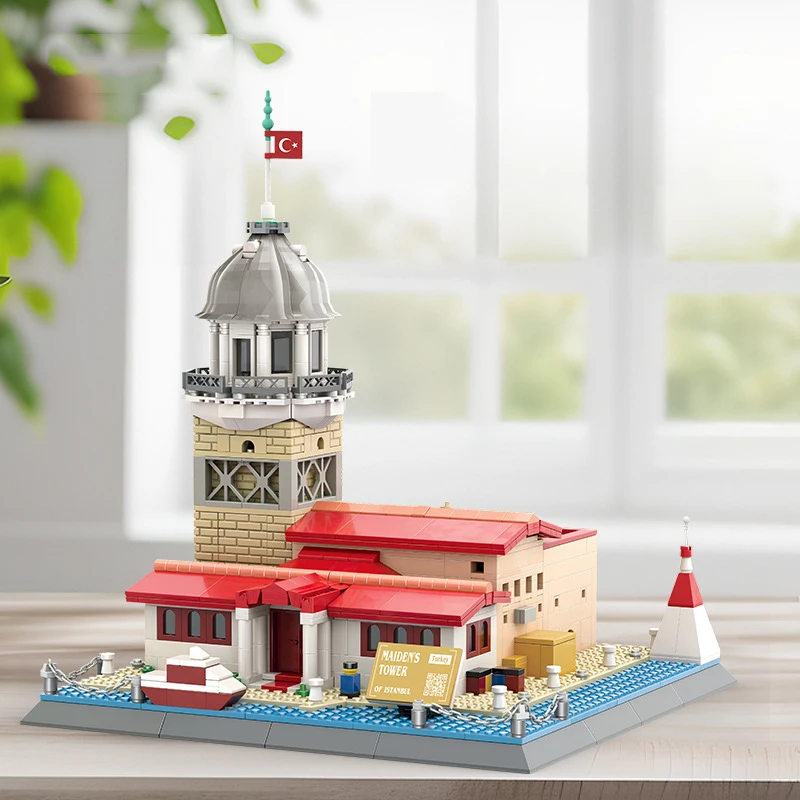 Bloc de construction créatif Turquie Istanbul, Architecture historique de renommée mondiale, tour de servante, modèle de briques, Collection de jouets