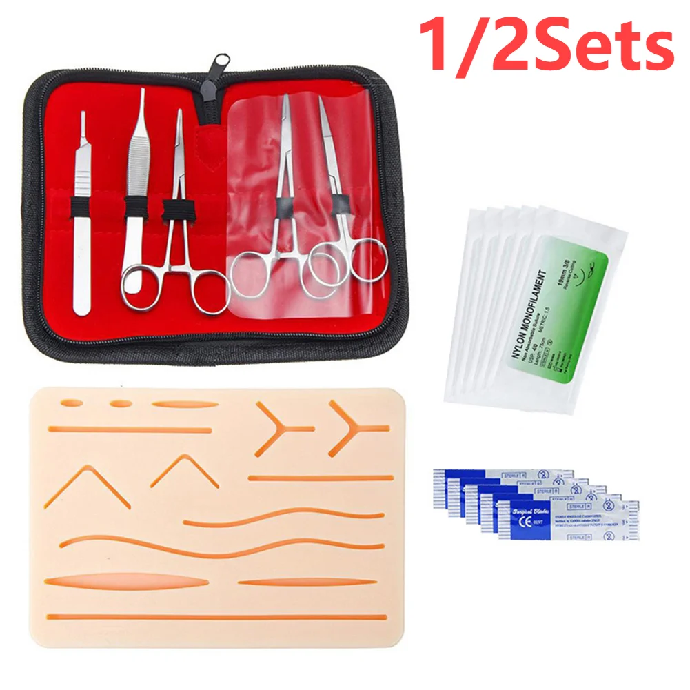 

2/1Set Medical Students Suture Practice Kit Surgical Training with Skin Pad Model Tool Set Educational Teaching Equipment