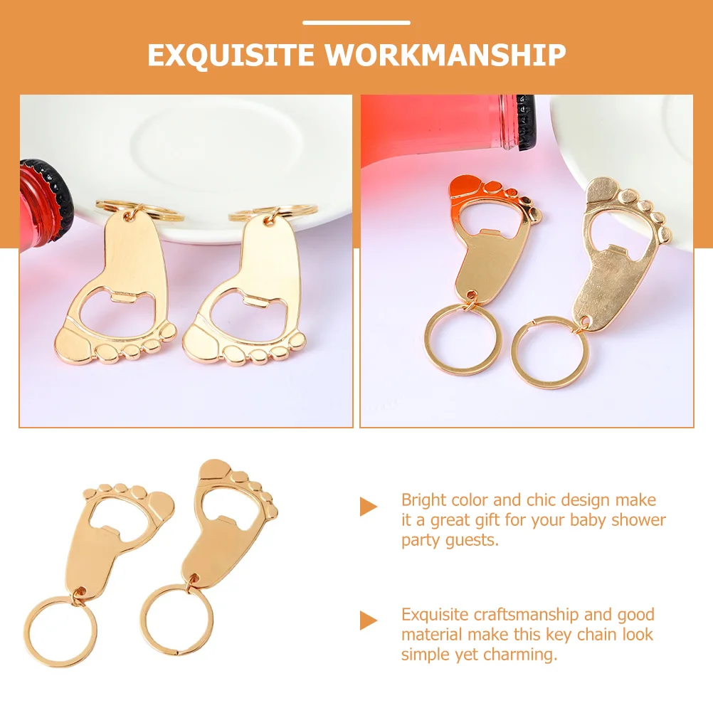 10 Pcs Baby Shower Thank You Gifts Footprint Keyring Keychain Bottle Opener Corkscrew Favors for Boys Party