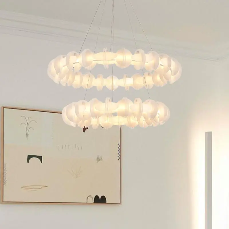 

Modern Creative Acrylic Round Pendant Light for Living Room Homestay Bedroom Chandelier Interior Lighting Hanging Light Fixture