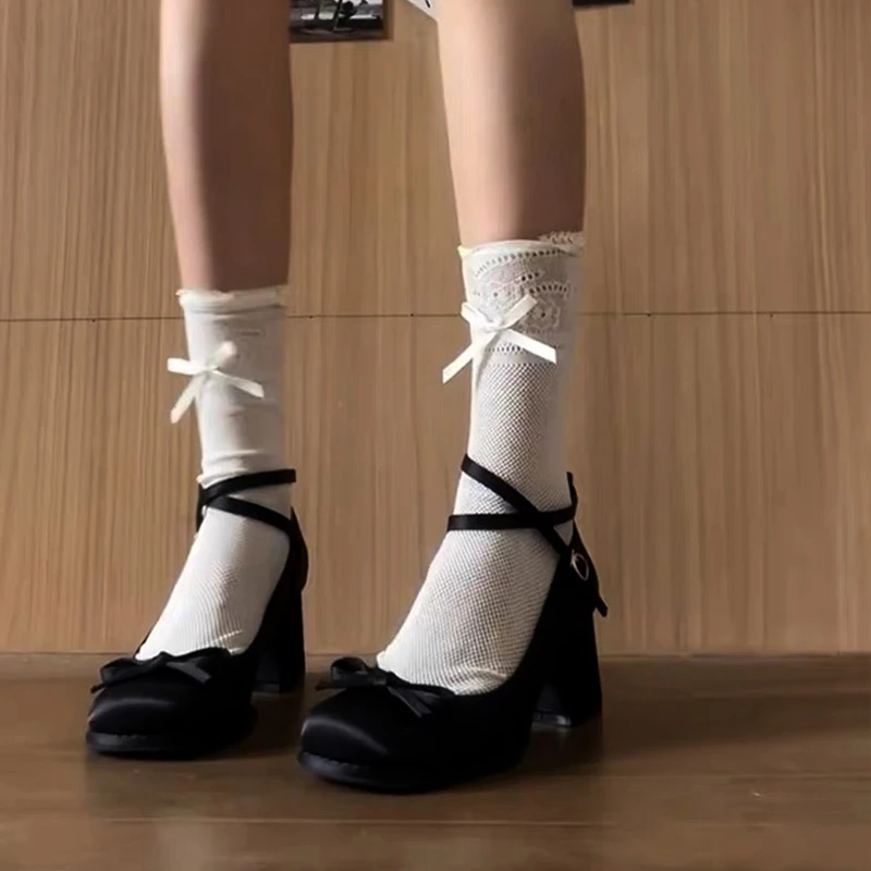 Blockabsatz High Heels Damen Französische Plateau-Ballettschuhe