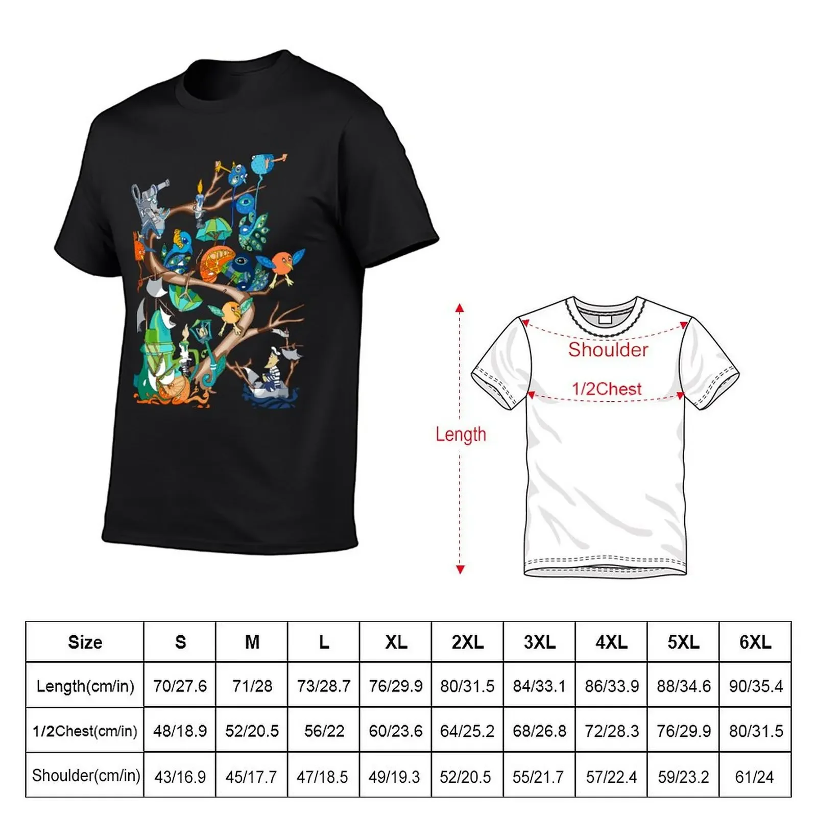 Tree with sailor, sextant and balloon birds T-Shirt graphic t shirt vintage anime t shirts custom t shirt mens white shirts