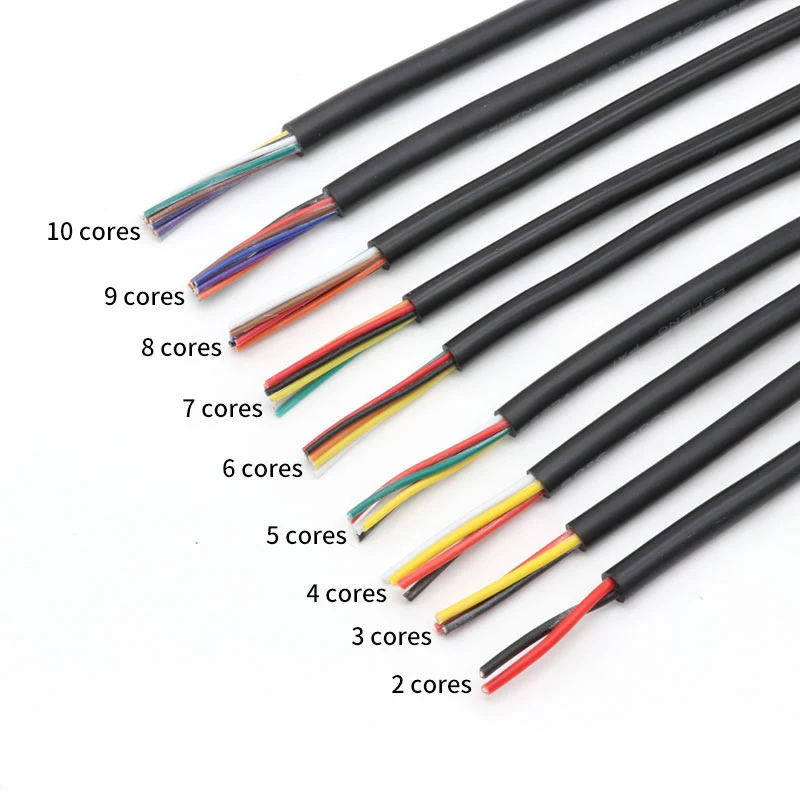 Wire Cable 28 26 24 22 20 18 16 AWG Copper Signal Cable 2 3 4 5 6 7 8 10 Core Soft Electronic Audio Wire UL2464 2/5/10M Sheathed